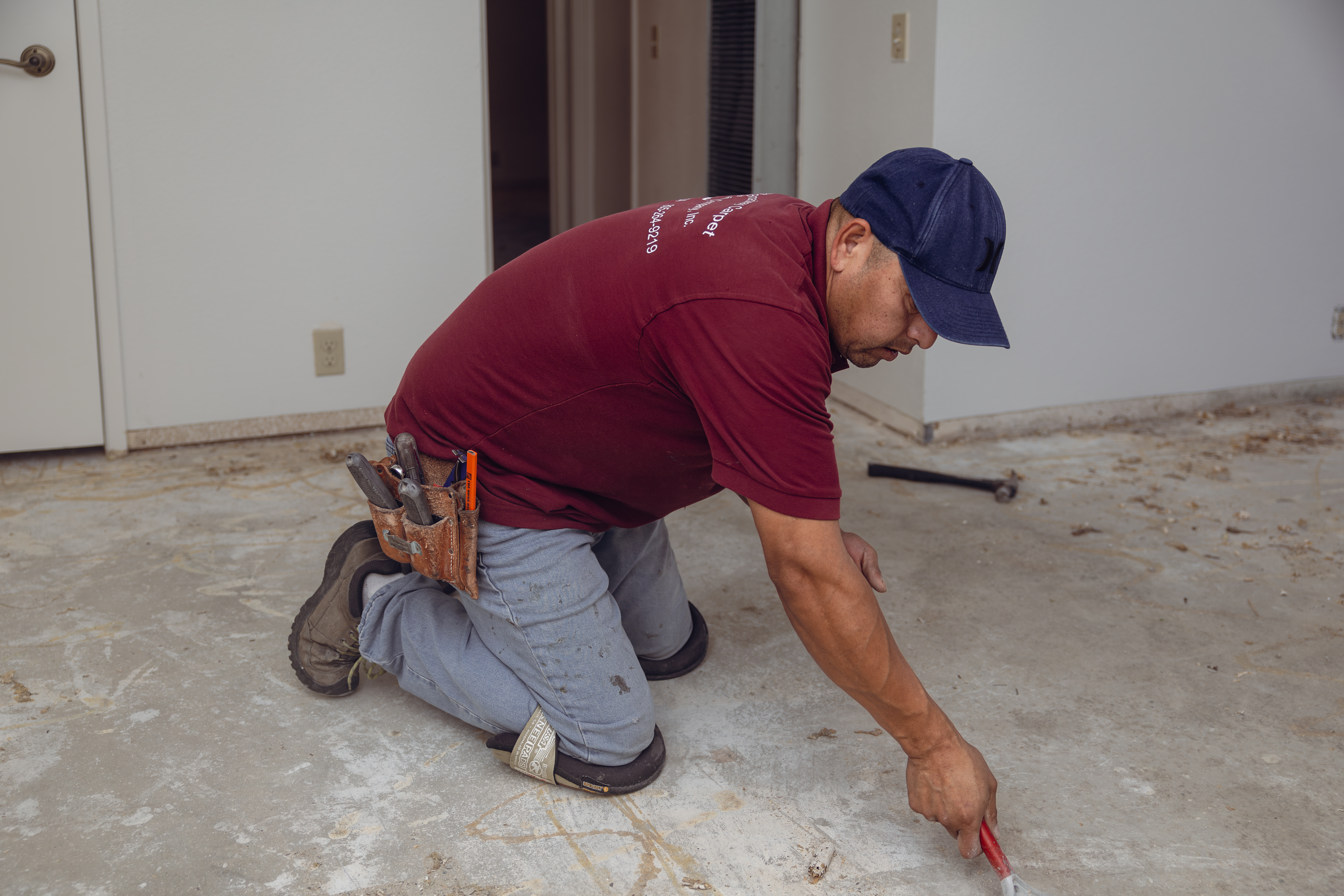 Broadway Carpet crew prepping a subfloor